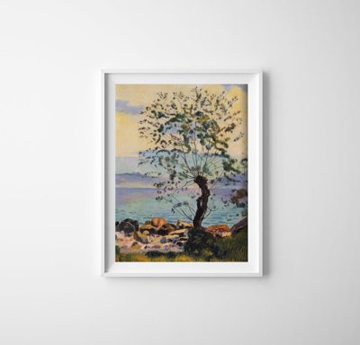 Plakat vintage Wierzba nad jeziorem Ferdynand Hodler
