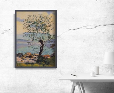 Plakat vintage Wierzba nad jeziorem Ferdynand Hodler