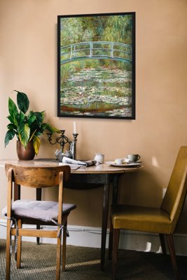 Plakat vintage do salonu Most nad stawem Claude Monet