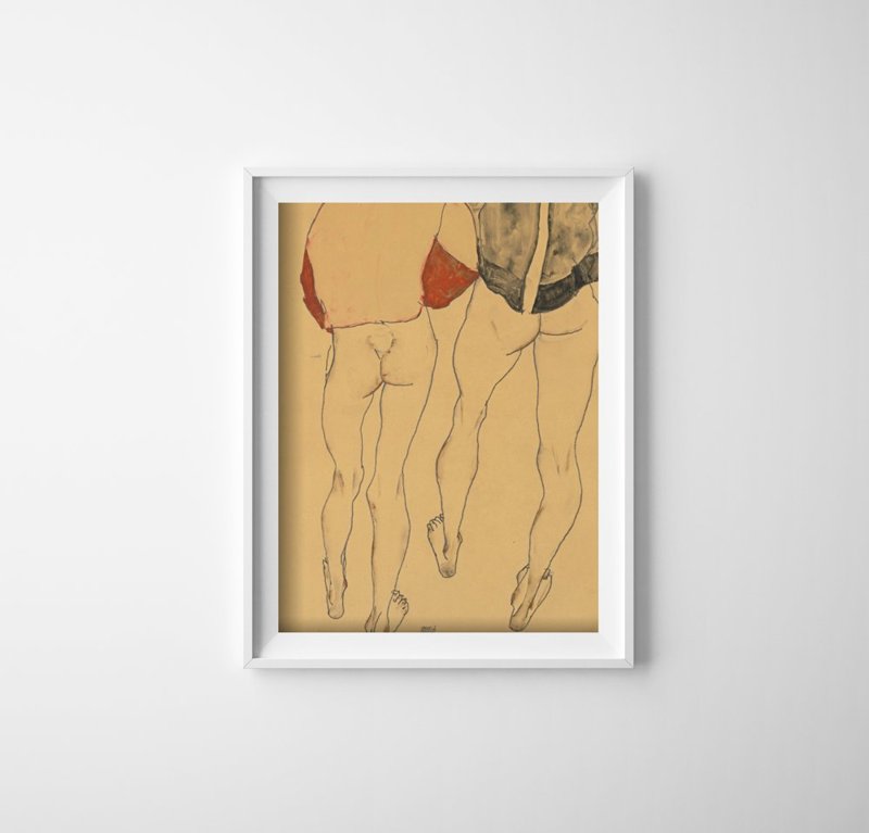 Plakat vintage Dwie stojące półnagie kobiety