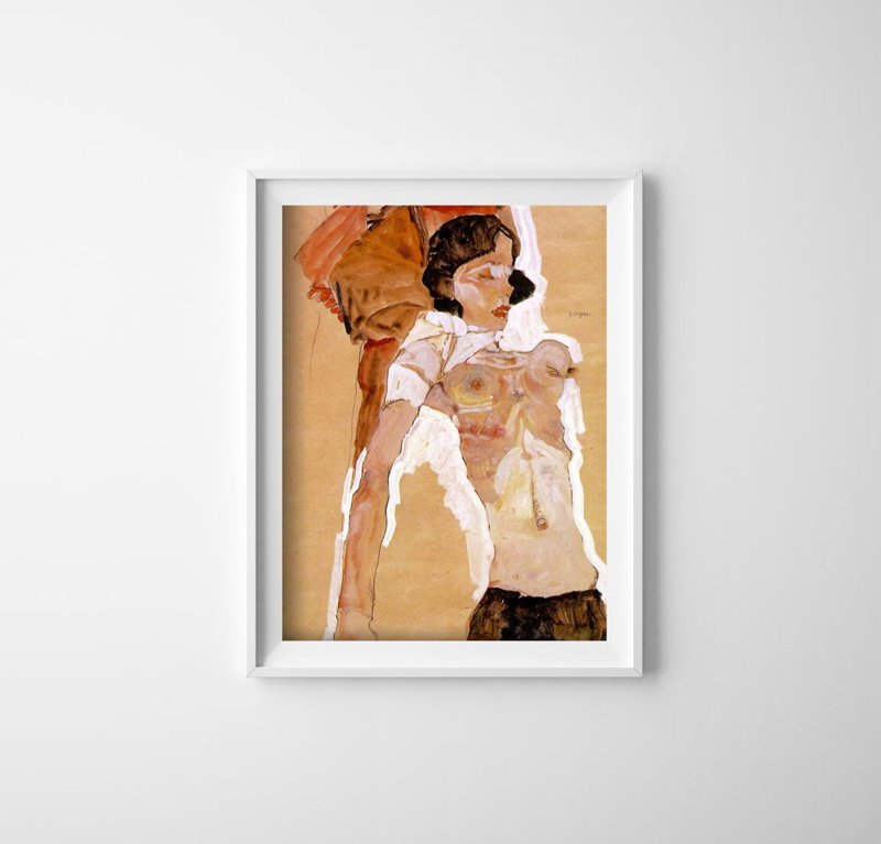 Plakat w stylu vintage Egon Schiele Semi Nude Reclining
