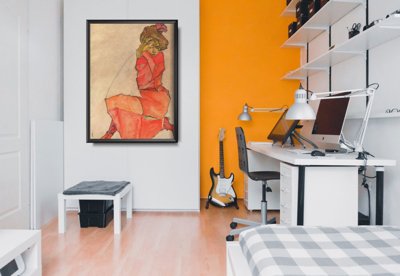 Plakat vintage do salonu Klęcząca kobieta Egon Schiele