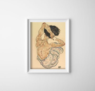 Plakat w stylu retro Egon Schiele W pozycji siedzącej