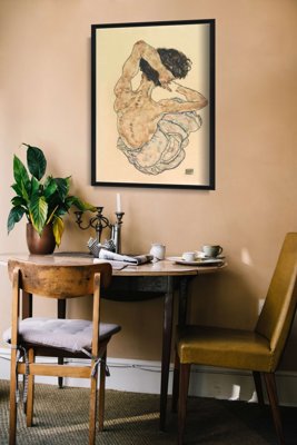 Plakat w stylu retro Egon Schiele W pozycji siedzącej