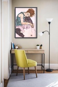Plakat retro Siedząca kobieta z wygiętym kolanem Egon Schiele