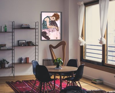 Plakat retro Siedząca kobieta z wygiętym kolanem Egon Schiele
