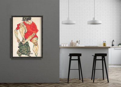 Retro plakat Modelka w czerwonej sukience Egon Schiele