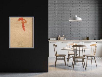Plakat w stylu retro Stojąc podczas czesania Egon Schiele