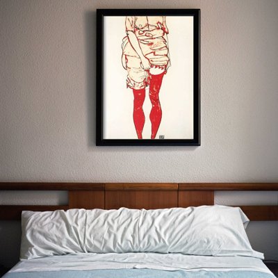 Plakat vintage do salonu Egon Schiele Kobieta w czerwieni