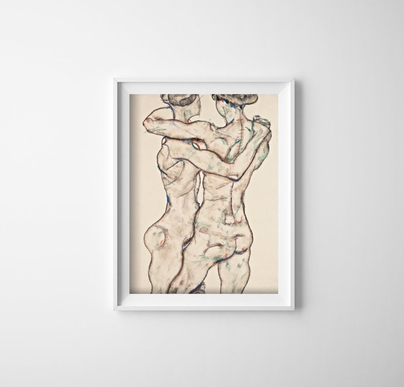 Plakat w stylu retro Egon Schiele Nagie dziewczyny