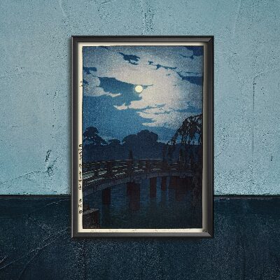 Plakat w stylu vintage Księżyc nad jeziorem