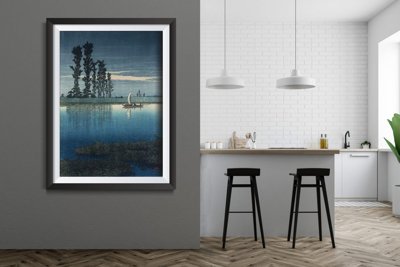 Plakat w stylu retro Wieczór Ushibori Kawase Hasui
