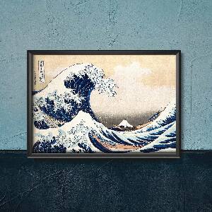 Plakat w stylu retro Wielka fala w Kanagawa Katsushika Hokusai