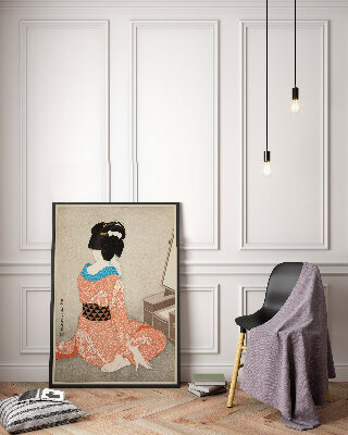Plakat vintage Kobieta w czerwonym kimono