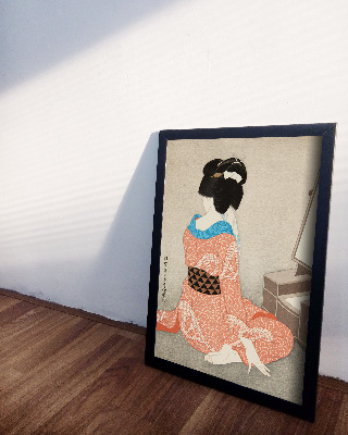 Plakat vintage Kobieta w czerwonym kimono
