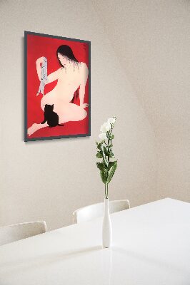 Plakat retro do salonu Kobieta z kotkiem