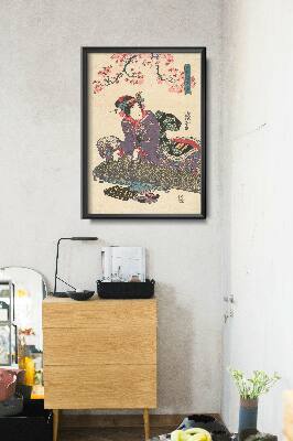 Plakat w stylu retro Gejsza z Koto Keisai Eisen