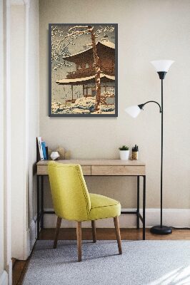 Plakat w stylu vintage Śnieg w świątyni Ginkakuji Kawase