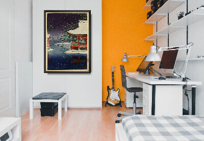 Plakat w stylu retro Miyajima w śnieżycę Tsuchiya