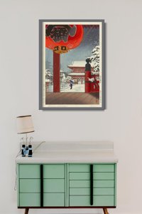 Plakat vintage do salonu Zimowy dzień w świątyni Asakusa