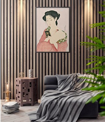 Plakat w stylu vintage Kobieta nakładająca puder