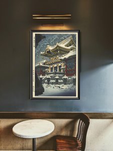 Plakat w stylu retro Śnieg w Yomei Gate w Nikko