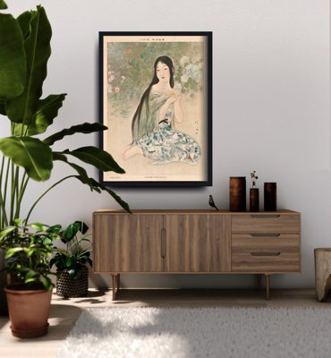 Plakat retro do salonu Kaburagi Kiyokata The Time When Ajisai Bloom