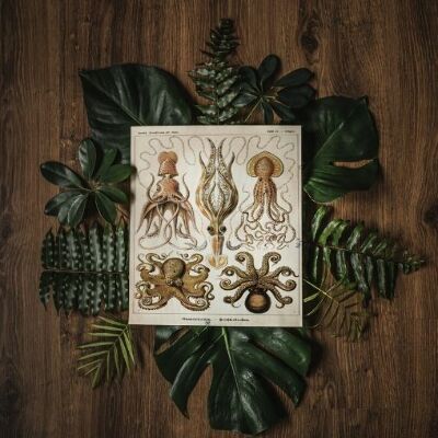 Plakatyw stylu retro Ośmiornica Gamochonia Ernst Haeckel