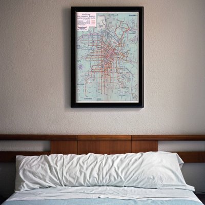 Plakat w stylu vintage Mapa trasy kolejowej i autobusowej Los Angeles