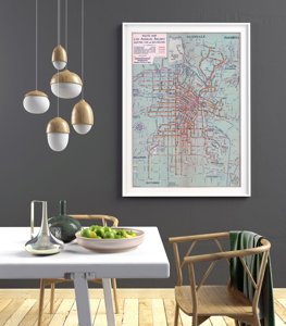Plakat w stylu vintage Mapa trasy kolejowej i autobusowej Los Angeles