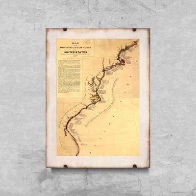 Plakat retro Mapa odkrycia wschodniego wybrzeża USA