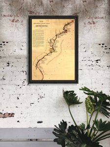 Plakat retro Mapa odkrycia wschodniego wybrzeża USA