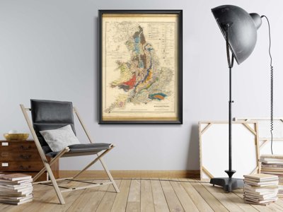 Plakat retro do salonu Stara Mapa Anglii Drogi Kolejowe