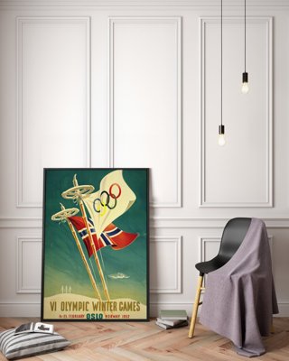 Plakat retro VI Zimowe Igrzyska Olimpijskie w Oslo
