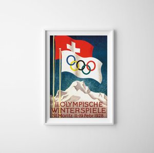 Retro plakat Igrzyska Olimpijskie St. Moritz Szwajcaria