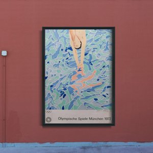 Plakat w stylu vintage Olimpijski nurek autorstwa Davida Hockneya