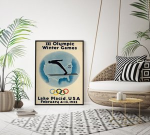 Retro plakat Zimowe Igrzyska Olimpijskie Lake Placid