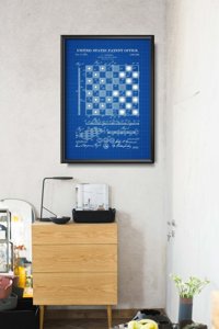 Plakat w stylu vintage Checker And Chess Board Truskoski Patenet