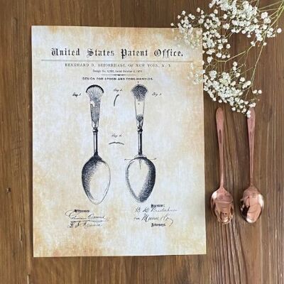 Plakat w stylu vintage Osiris Flatware Spoon Patent USA