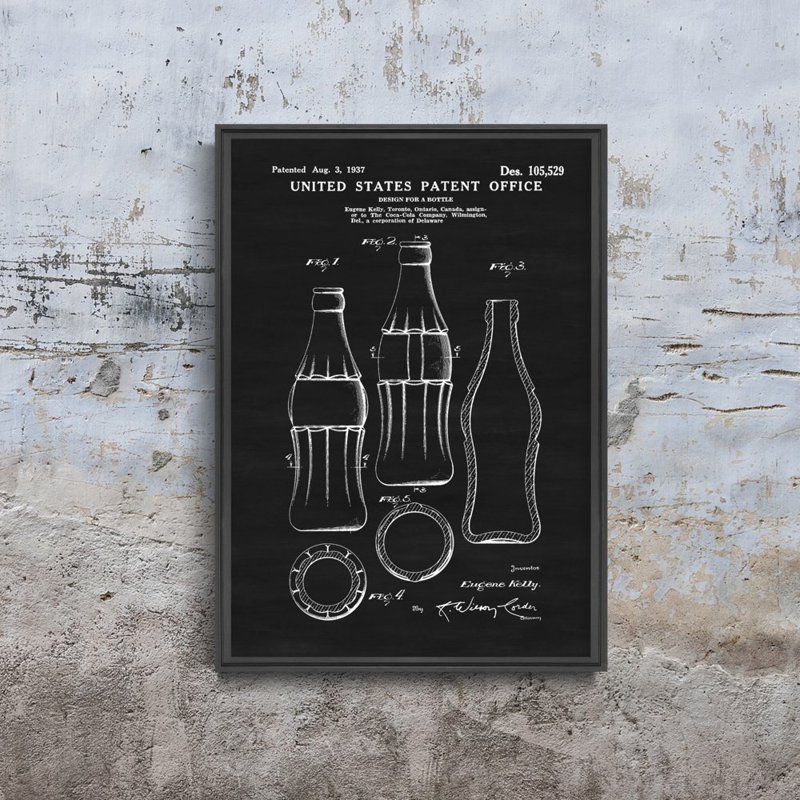 Plakat w stylu retro Projekt butelki coca-cola Patent USA