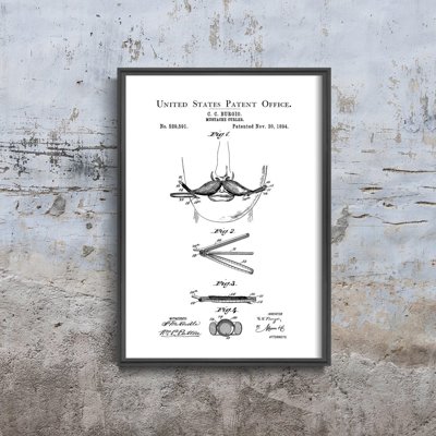 Plakat retro do salonu Wąsy Curler Burgio Patent USA