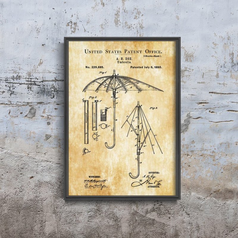 Plakat vintage do salonu Parasol Ege Patent USA