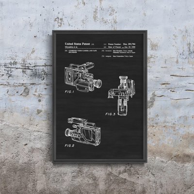 Plakatyw stylu retro Kamera wideo Patent USA