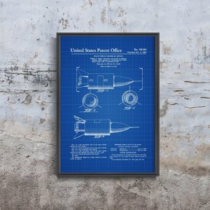 Plakat vintage Patent na pojazd kosmiczny Stanów Zjednoczonych
