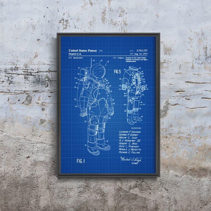 Plakat w stylu retro Apollo Space Suit Patent Astronaut