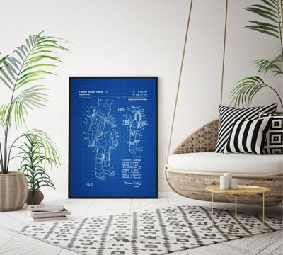 Plakat w stylu retro Apollo Space Suit Patent Astronaut