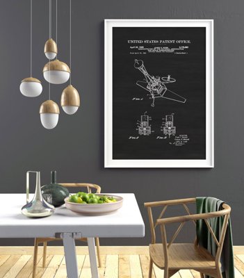 Plakat retro do salonu Patent na kontrolę postawy statku kosmicznego