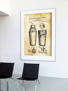 Plakat vintage do salonu Drink Shaker Mixer Patent Stanów Zjednoczonych