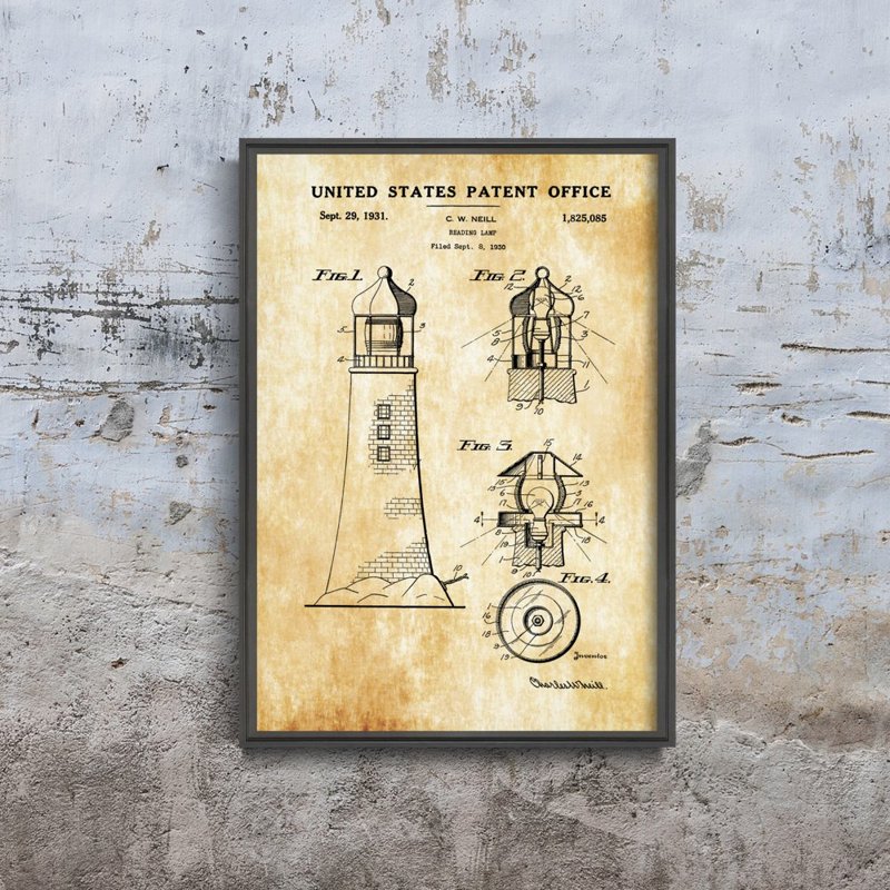 Plakat retro Lighthouse Neill Patent USA