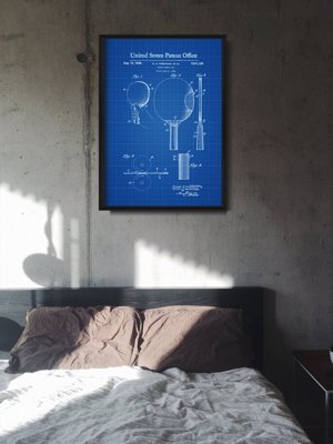 Plakat w stylu vintage Patent na wiosło Ping Pong